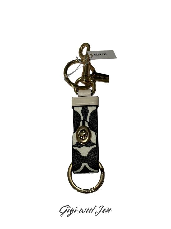 kate spade Accessories - Coach Trigger Snap Bag Charm In Signature Keychain Canvas Gold/Black Chalk Multi